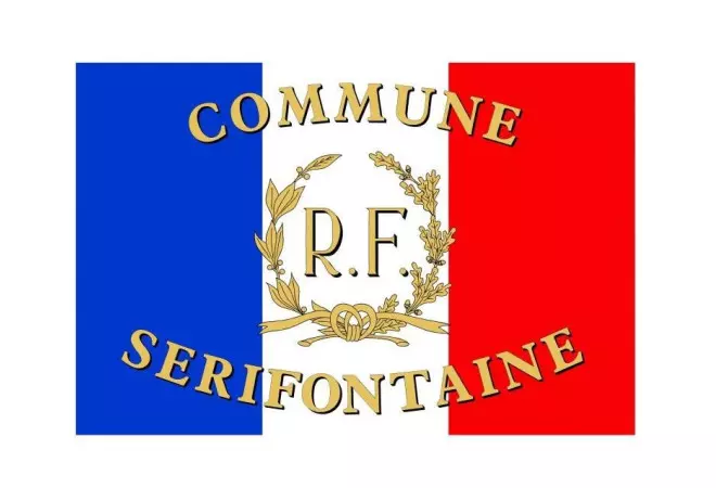 Le drapeau français de façade personnalisé + RF et Palmes dorés - Net Collectivités