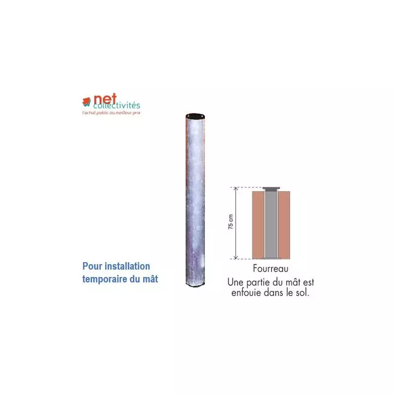 Embasement Fourreau à sceller au sol - fixation au sol pour mât en aluminium Ø 60 mm ou Ø 100 mm