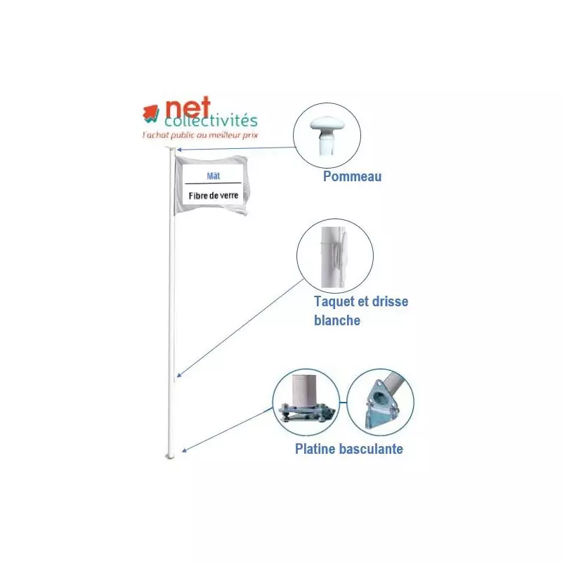 Mâts standard en fibre de verre - Pavoisement - Net Collectivités