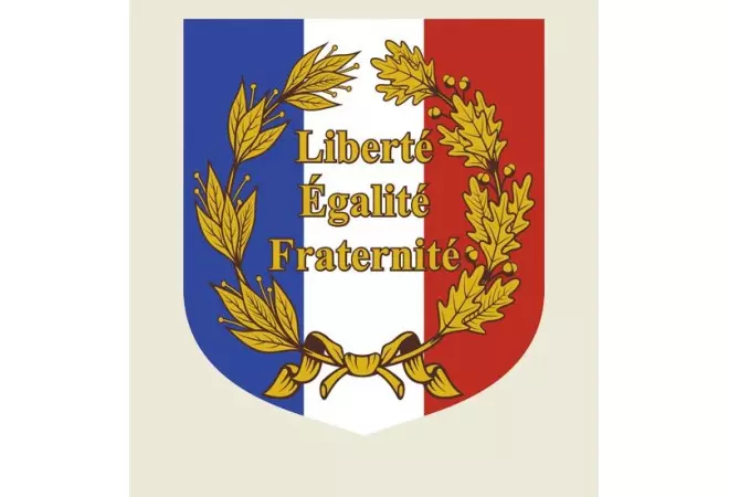 Écusson porte-drapeaux - Palmes et devise française - Gamme premium