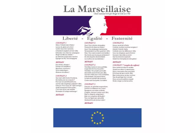 Affiche rigide en PVC "Hymne National" français loi BLANQUER