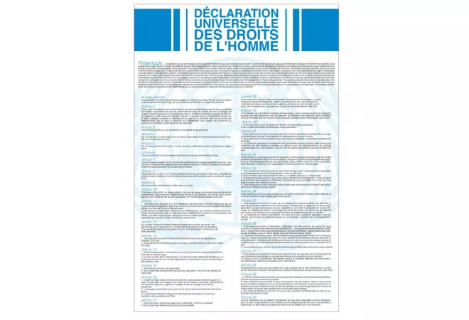 Affiche de la Déclaration Universelle des Droits de l'Homme