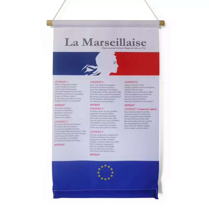 Kakémono paroles de la marseillaise aux couleurs de la France