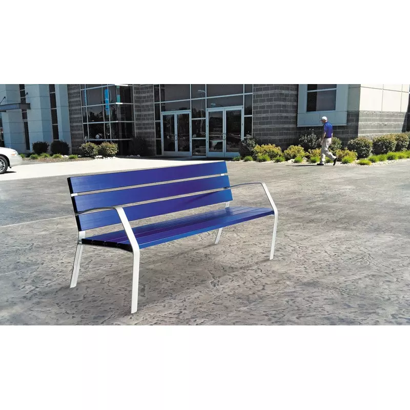 Banc en aluminium bleu peint