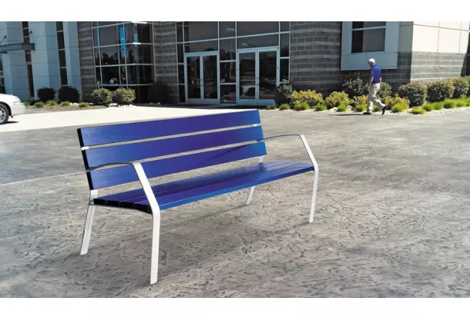 Banc en aluminium bleu peint