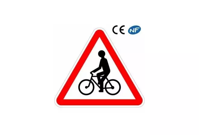 Panneau routier VIGILANCE PASSAGE DE CYCLISTES ET CYCLOMOTORISTES (A21)