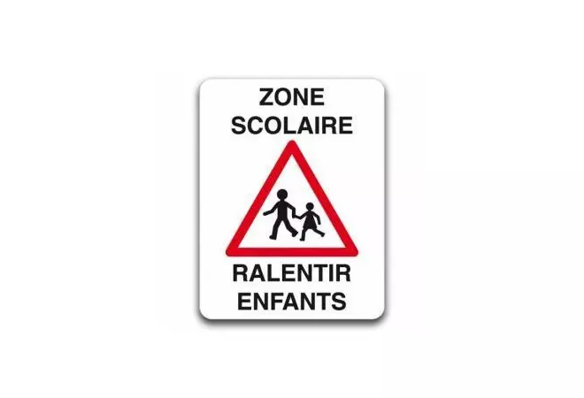 Panneau de signalisation en aluminium zone scolaire ralentir enfants