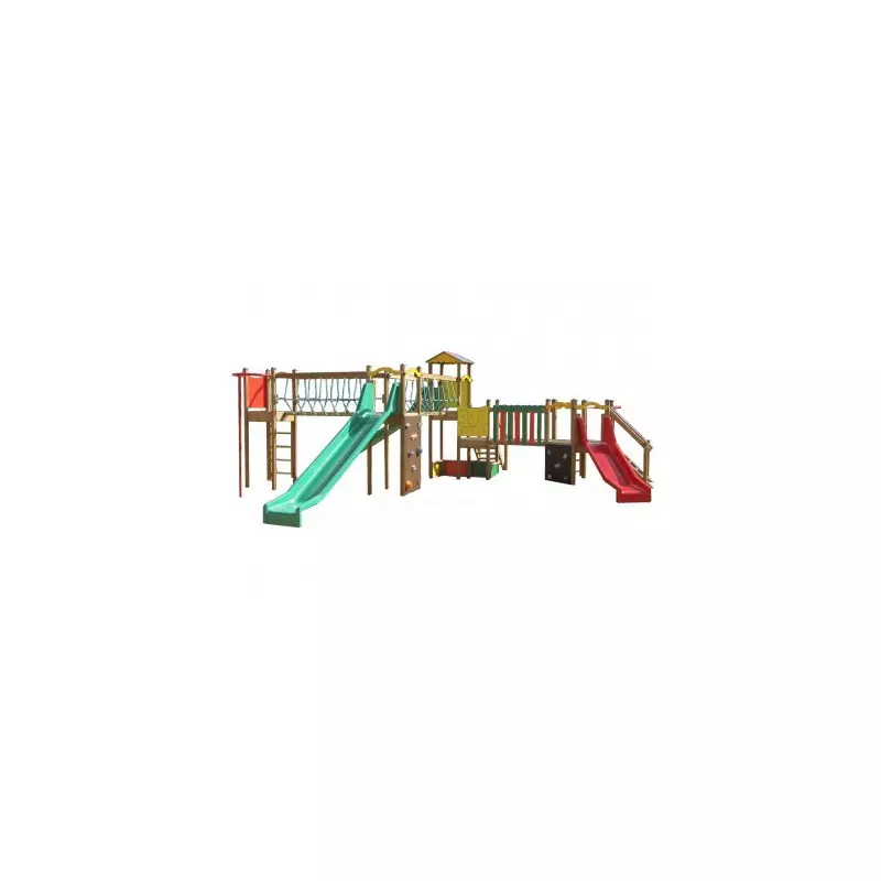 Une structure géante multi jeux en bois pour les enfants de 3 à 12 ans