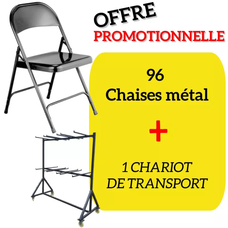 Lot chaises métal pliantes EUROP avec chariot