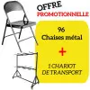 Lot chaises métal pliantes EUROP avec chariot