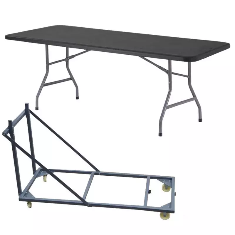 Lot de 10 tables polypro pliante + 1 chariot