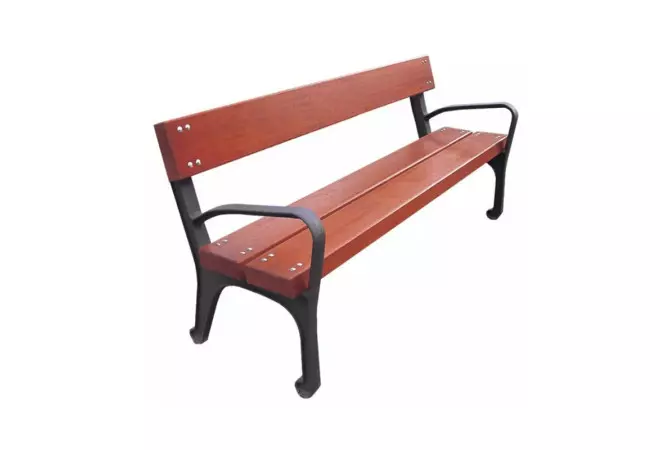 Banc Vitoria bois exotique et pieds en fonte 200 cm