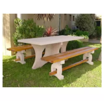 Table pique nique avec banquette en béton/bois Leonis