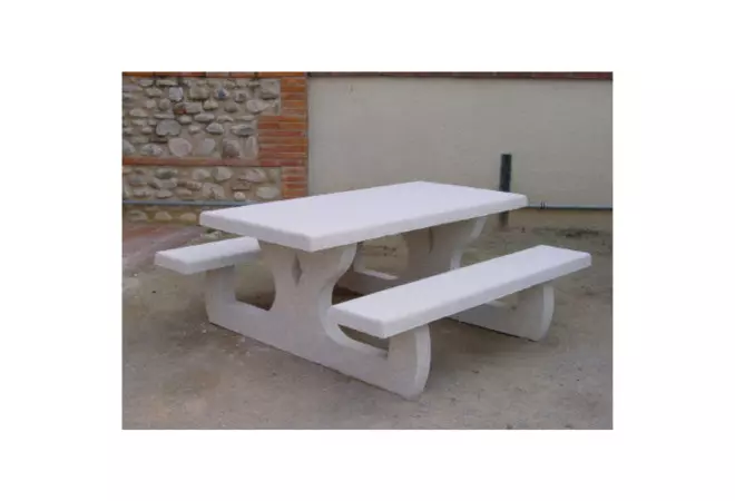 Table avec banc intégré en béton Languedoc