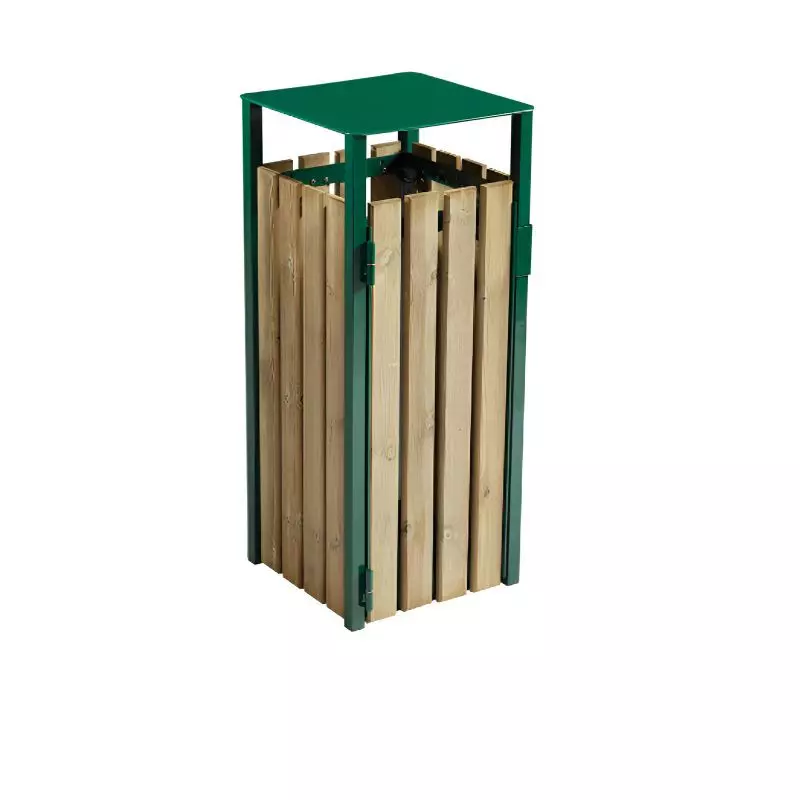 Poubelle publique en bois 110L