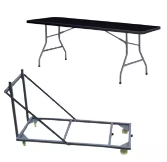 Lot de 10 tables pliantes noires + 1 chariot