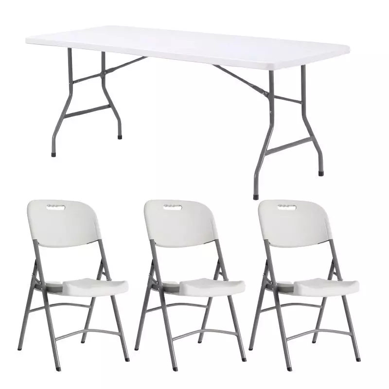 Lot de 10 tables pliantes 183 cm + 60 chaises polypropylène