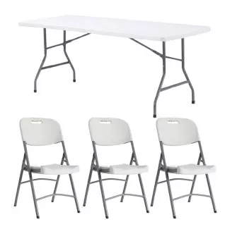 Lot de 10 tables pliantes 183 cm + 60 chaises polypropylène